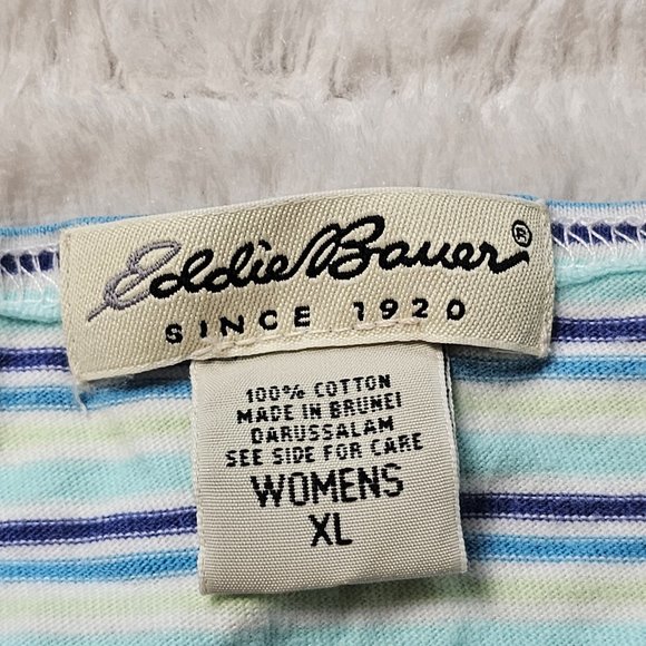 Vintage Eddie Bauer Blue Green Crew Neck Short Sleeve T Shirt XL - Picture 2 of 7